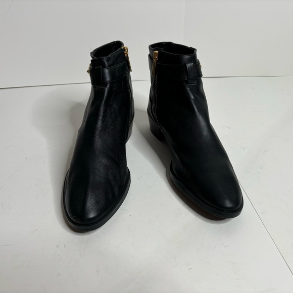 Michael Kors Black Ankle Boots with Gold Accents - Picture 2 of 6